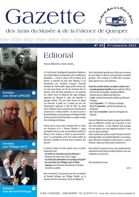 Gazette des Amis du Musée et de la Faïence de Quimper n°53